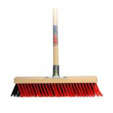 X Bezem Buiten Zwart/Rood met steel